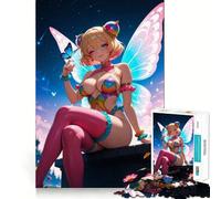 Anime Fairy with Butterfly 1000 Piece Puzzle For Adults Mind Skill Play Laser Cut for Flawless Fit Rewarding Activity for Rainy Days (38x52cm)