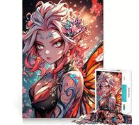 Anime Fairy with Butterfly Wings Jigsaw Puzzle 1000 Pieces Focus Building Toy Firm Fit Secure Assembly Holiday Indoor Entertainment Toy (50x75cm)