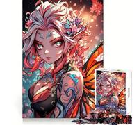 Anime Fairy with Butterfly Wings Jigsaw Puzzle for Adults 1000 Pieces Mind Power Restful Escape Uniform Edges Best Gift (38x26cm)