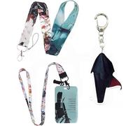 Anime ×Family Badge Card Holder with 2 Lanyards and A Keychain, Kawaii ID Credit Card Holder Purse Pouch with Lanyard Card Case Neck Pouch Wallet Durable Card Holder Keychain for Students Teens
