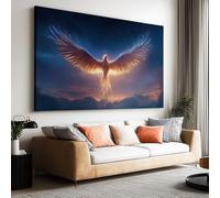 Anime Fantasy Phoenix Spreading Wings Canvas Pictures for Living Room, Bedroom, Hallway, Kitchen or Office Decor - Colourful Prints Pop Wall Art Extra Large 140 x 70cm (55 x 28 inches)