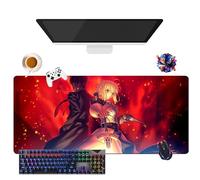 Anime Fate Grand Order Mouse Pad | Giant Washable Mouse Pad XL | Non-Slip Grip + Reinforced Edges | Durable Surface for Gaming, Office and Home (2, 35.4" × 15.7" × 0.12")