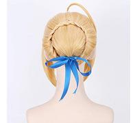 Anime Fate Stay night cosplay Wig hair Saber wig Fate Grand Order Gloden Synthetic Halloween party Cosplay wigs + wig cap One Size PL-013-1