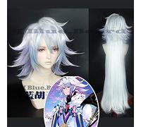 Anime FGO Fate/Grand Order Cosplay Wig Servant Caster Merlin Mixed Colors Long Synthetic Hair Cosplay Costumes Wigs + Cap +Track