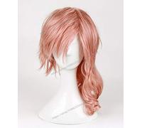 Anime Final Fantasy FF13 Eclair Farron Lightning Cosplay Wig Halloween Curly Long Synthetic Hair + Wig Cap