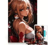 Anime Fireworks Girl Jigsaw Puzzles 1000 Mental Focus Game Precision Cut Smooth Edges Meaningful Connection Building Game (38x26cm)