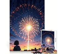 Anime Fireworks Night 1000 Piece Puzzle For Adults Cognitive Skill Casual Relaxation Solid Lock Chic Xmas Gift (38x52cm)