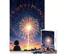 Anime Fireworks Night 1000 Pieces Jigsaws Adults Puzzles Gifts Intellect Fun Soothing Hobby Exact Edges Memorable Gift (50x75cm)