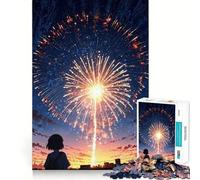 Anime Fireworks Night Jigsaw 1000 Pieces Focus Building Toy Zero Gap Rewarding Activity for Rainy Days (50x75cm)