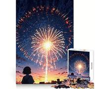 Anime Fireworks Night Teenagers 1000 Pieces Puzzle Recall Power Restful Pleasure Precise Edges Bday Surprise (38x26cm)