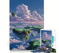Anime Floating Islands in The Sky 1000-piece Puzzle for Teenagers Mind Skill Fun Uniform Size Precise Pieces Relaxing Indoor Group Activity (38x26cm)