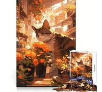 Anime Florist Ginger Cat 1000 Pieces Jigsaws Adults Puzzles Logic Practice Pleasant Leisure Clean Edges Perfect Present (38x26cm)
