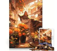 Anime Florist Ginger Cat Jigsaw Puzzle 1000 Piece for Adults Strategic Think Peaceful Escape Precise Fit Lovely Gift (38x52cm)