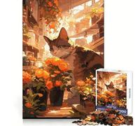 Anime Florist Ginger Cat Jigsaw Puzzles 1000 Piece for Teenagers Brain Teasing Quiet Fun Smooth Edges Birthday Gift (50x75cm)