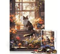 Anime Florist Sleeping Cat Jigsaw 1000 Pieces for Teenagers Cognitive Boost Slow Leisure Tight Lock Thoughtful Xmas (50x75cm)
