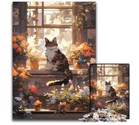 Anime Florist Sleeping Cat Jigsaw Puzzles for Adults 1000Wooden Jigsaw Puzzles for Home Decor Brain Training 1000 PCS(75x50cm)