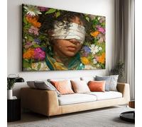 Anime Flower Sea Girl Canvas Pictures for Living Room, Bedroom, Hallway, Kitchen or Office Decor - Colourful Prints Pop Wall Art Extra Large 120 x 60cm (47 x 24 inches)