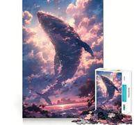 Anime Flying Whale Jigsaw Puzzle1000 Pieces Mind Train Fun Clean Cut Sturdy Components Captivating Leisure for Cozy Indoors (38x26cm)