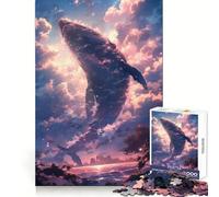 Anime Flying Whale Puzzle for Teenagers 1000 Pieces Brain Teasing Soothing Hobby Solid Lock Thoughtful Gift (38x52cm)