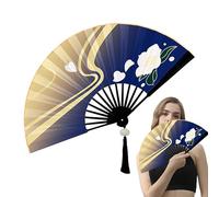 Anime Folding Hand Fan - Handmade Anime Cooling Fan - Silk Fabric Exquisite Pattern Fan For Cultural Event, Wedding Decor