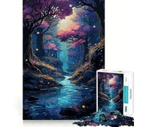 Anime Forest River 1000-piece Jigsaw Puzzles Brain Focus Game Expert Cutting Craftsmanship Fascinating Hobby for Idle Moments (38x52cm)
