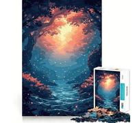 Anime Forest River Sunset 1000 Piece Jigsaws Creative Skill Toy Tight Lock No Loose Pieces Bonding Activity for Loved Ones (38x52cm)