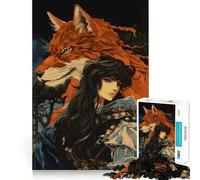 Anime Fox And Woman Jigsaw Puzzle 1000 Pieces Cognitive Fun Play High Precision Die Cut Unique Gift for Stress Relief (50x75cm)