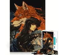 Anime Fox And Woman Jigsaw Puzzle 1000 Think Boost Game Tight Lock No Loose Pieces Interactive Brain Challenge for Home (38x52cm)