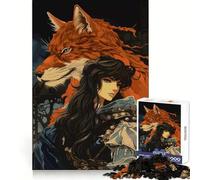Anime Fox And Woman Jigsaw Puzzles for Adults 1000 Memory Training Time Well Spent Precise Edges Best Gift (50x75cm)