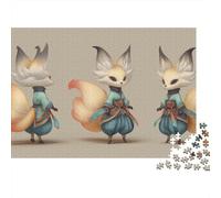 Anime Fox Character Design Jigsaw Puzzles Puzzles for Adults Kids. 1000 Piece Great Gifts Challenge Toy Educational Game Home Decoration for Adults& Kids Age 14 Years Up 38x26cm/1000pcs