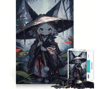 Anime Fox Character in Rainy Forest Adults 1000 Pieces Puzzle Mental Fun Game Advanced Laser Cutting Tech Amusing Challenge for Waiting Time (50x75cm)