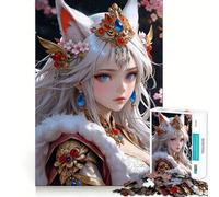 Anime Fox Girl 1000 Piece Jigsaws for Adults Brain Recall Game Tight Interlock No Gaps Calming Mental Break Activity (50x75cm)