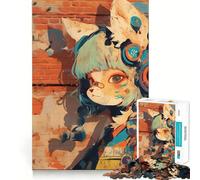 Anime Fox Girl Graffiti Jigsaw Puzzle 1000 Recall Fun Play Advanced Laser Cutting Tech Holiday Indoor Entertainment Toy (50x75cm)