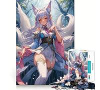 Anime Fox Girl Illustration Jigsaw for Adults 1000 Pieces Brain Memory Game Laser Cut for Flawless Fit Unique Gift for Stress Relief (38x26cm)