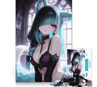 Anime Fox Girl in Gothic Setting Jigsaw Puzzle 1000 Pieces Focus Building Toy Firm Fit Secure Assembly Holiday Indoor Entertainment Toy (38x26cm)