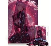 Anime Fox Girl in Pink Blossom Setting 1000 Piece Jigsaw Puzzle for Adults Logical Think Soft Distraction Seamless Lock Festive Present (38x26cm)