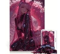 Anime Fox Girl in Pink Blossom Setting Jigsaw 1000 Pieces for Adults Cognitive Recall Peaceful Escape Sharp Cut Seasonal Gift (50x75cm)