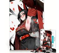Anime Fox Girl in Red And Black Jigsaw Puzzle 1000 Pieces Focus Building Toy Firm Fit Secure Assembly Holiday Indoor Entertainment Toy (50x75cm)
