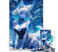 Anime Fox Girl in Winter Forest 1000 Piece Teenager Puzzles Brain Boosting Play Tight Interlock No Gaps Relaxing Indoor Group Activity (50x75cm)