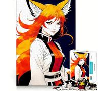 Anime Fox Girl Jigsaw Puzzles 1000 Cognitive Skill Toy Smooth Burr Free Surface Relaxing Indoor Group Activity (38x26cm)
