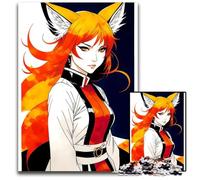 Anime Fox Girl Jigsaw Puzzles for Adults 1000 Piece Impossible Jigsaw Puzzles for Adults Perfect for Family Fun on Holidays 1000 PCS(38x26cm)