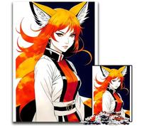 Anime Fox Girl JigsawPuzzle 1000 Pieces for Adults Wooden Puzzles Perfect for Christmas Halloween Easter New Year 1000 PCS(75x50cm)