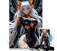 Anime Fox Girl with Golden Accents Jigsaw Puzzles 1000 Cognitive Skill Toy Smooth Burr Free Surface Relaxing Indoor Group Activity (50x75cm)