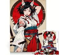 Anime Fox Girl with Katana Swords 1000 Piece Jigsaw Puzzles for Adults Jigsaw Mental Sharpness Quiet Enjoyment Smooth Edges Heartfelt Gift (50x75cm)
