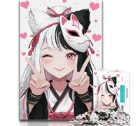 Anime Fox Mask Girl Jigsaw Puzzles for Teenagers 1000 Jigsaws,Learning Educational Toys Family Games with Matching Poster And Trivia Sheet 50x75cm