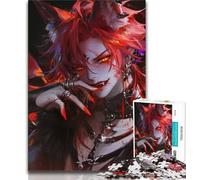 Anime Fox Mask Girl Puzzles for Adults 1000 Pieces,Stress Reliever Staycation Kill Time with Matching Poster And Trivia Sheet 38x26cm