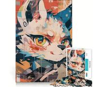Anime Fox Mural 1000 Piece Jigsaws for Adults Brain Recall Game Tight Interlock No Gaps Calming Mental Break Activity (50x75cm)
