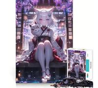 Anime Fox Wisteria Night 1000 Pieces Puzzles for Teenagers Mind Boost Fun High Accuracy Cutting Craft Calming Mental Break Activity (38x52cm)