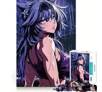 Anime Foxgirl in The Rain Adult Jigsaw Puzzles1000 Pieces Brain Game Gift High Precision Die Cut Relaxing Indoor Group Activity (38x26cm)