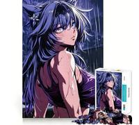 Anime Foxgirl in The Rain Jigsaw 1000 Piece Mind Skill Play Stable Fit No Shifting Parts Enjoyable Pastime for Long Weekends (38x52cm)